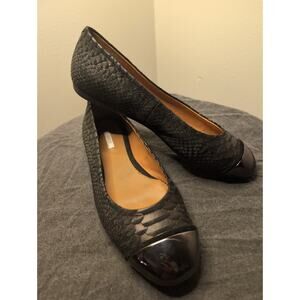 Geox metallic Lola67 leather scale snakeskin black round toe ballet flats